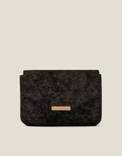 Leather Envelope Clutch Bag, Black (BLACK), large