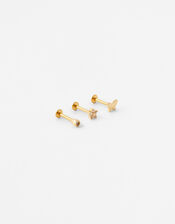 Butterfly and Flower Flat-Back Stud Set, , large