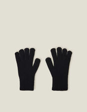 Rib Knit Gloves, Black (BLACK), large