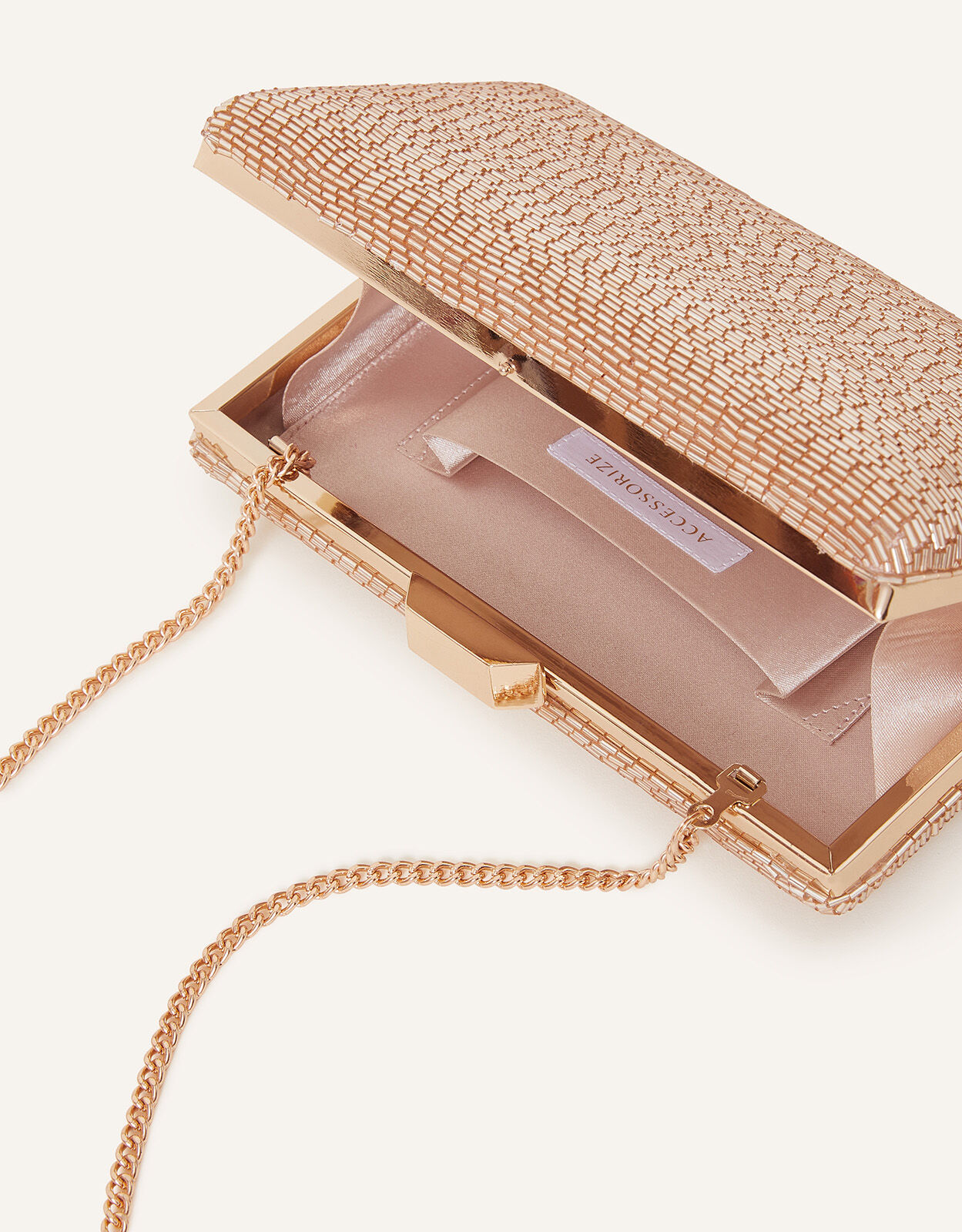 Nude gold sales clutch bag