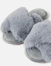 Super-Soft Faux Fur Sliders, Blue (BLUE), large