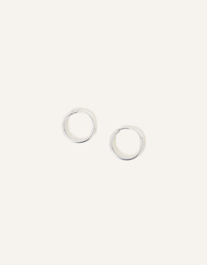 Sterling Silver Simple Huggie Hoops , , large