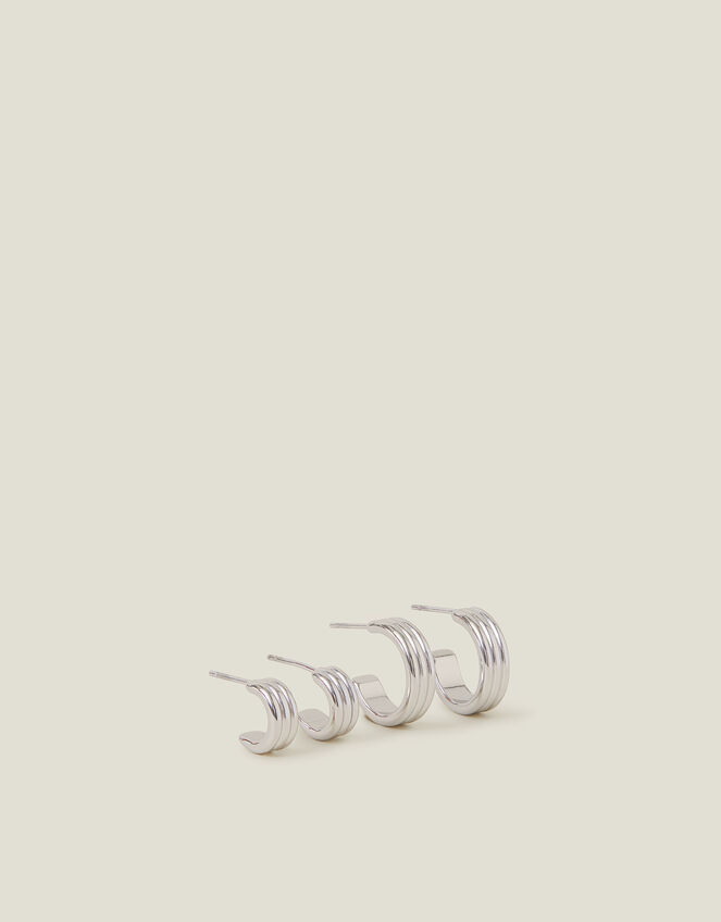 2-Pack Platinum-Plated Stainless Steel Huggie Hoops, , large