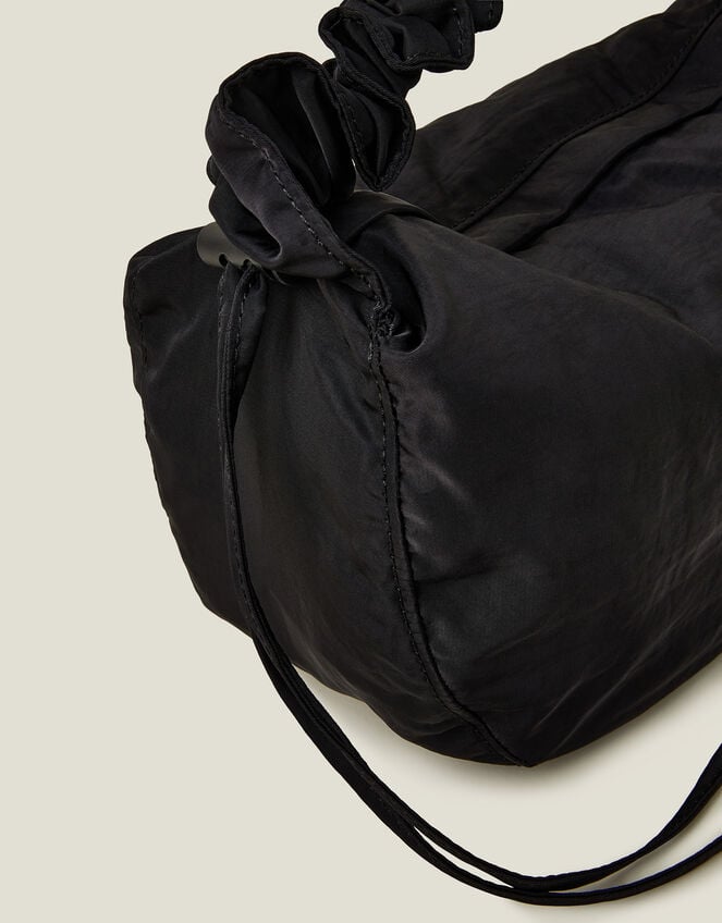 Ruched Strap Sling Bag, Black (BLACK), large