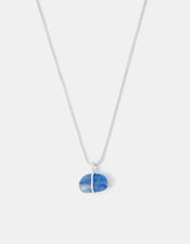 Sterling Silver-Plated Blue Quartz Pendant Necklace, , large