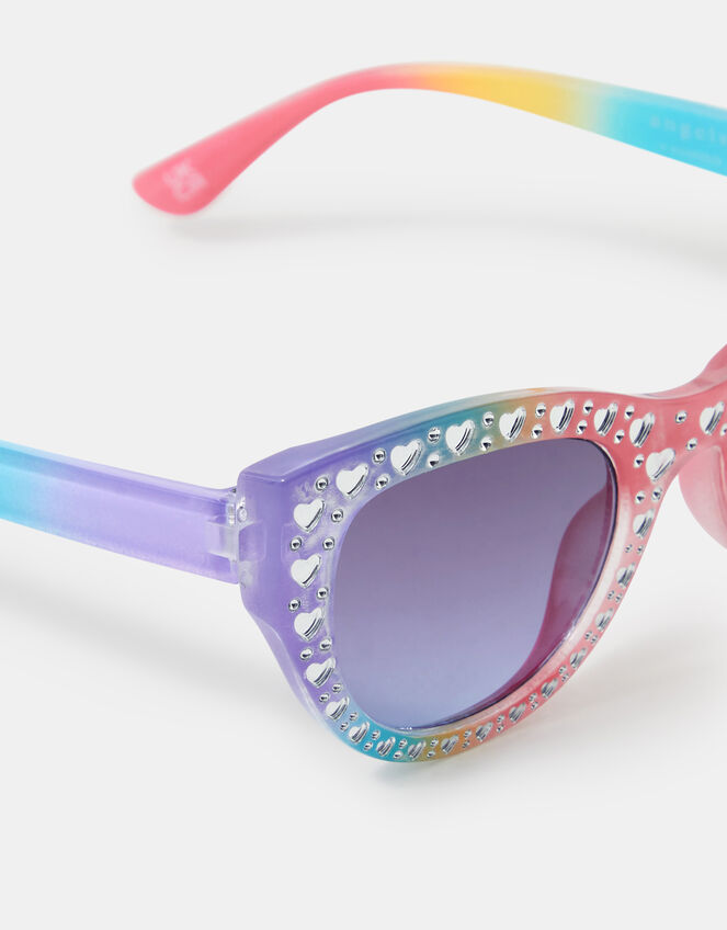 Girls Foiled Hearts Rainbow Sunglasses, , large