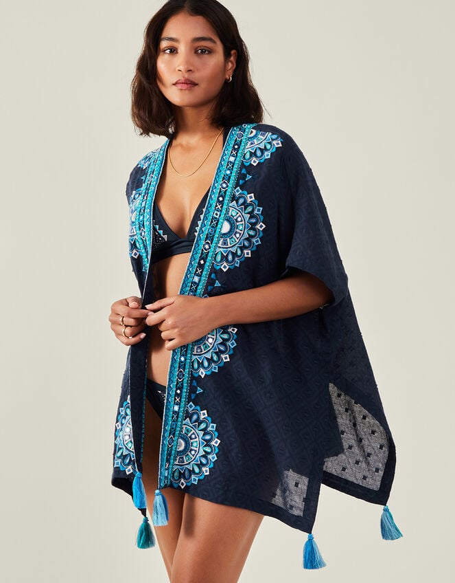 Mirror Embellished Cover Up, Blue (NAVY), large