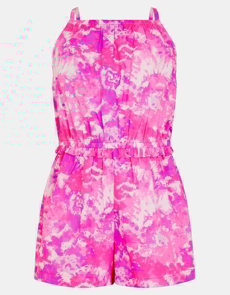 Girls Tie Dye Strappy Playsuit, Multi (BRIGHTS MULTI), large