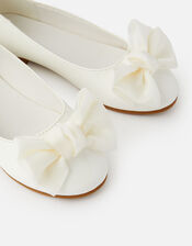 Bow Patent Ballerina Flats, Natural (IVORY), large