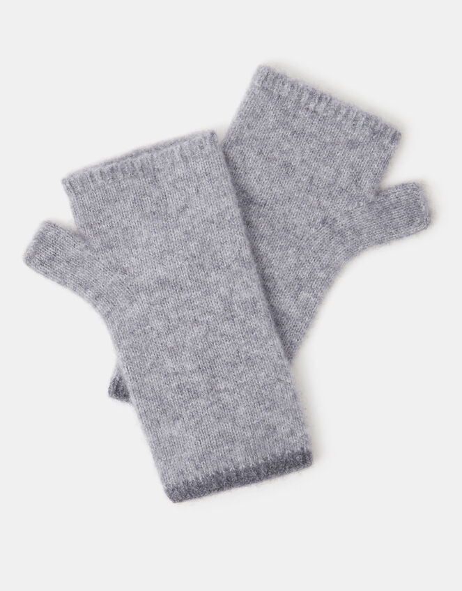 Wool & Cashmere Blend Wrist Warmers, Grey (GREY), large