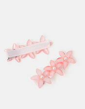 2-Pack Girls Crystal Flower Hair Clips, , large