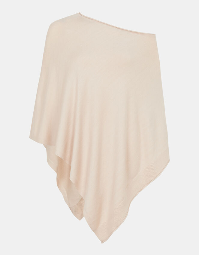 Knit Poncho, Natural (NATURAL), large