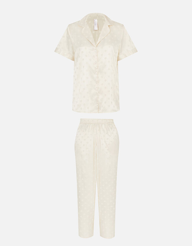Spot Satin Full-Length Pyjama Set, Gold (GOLD), large