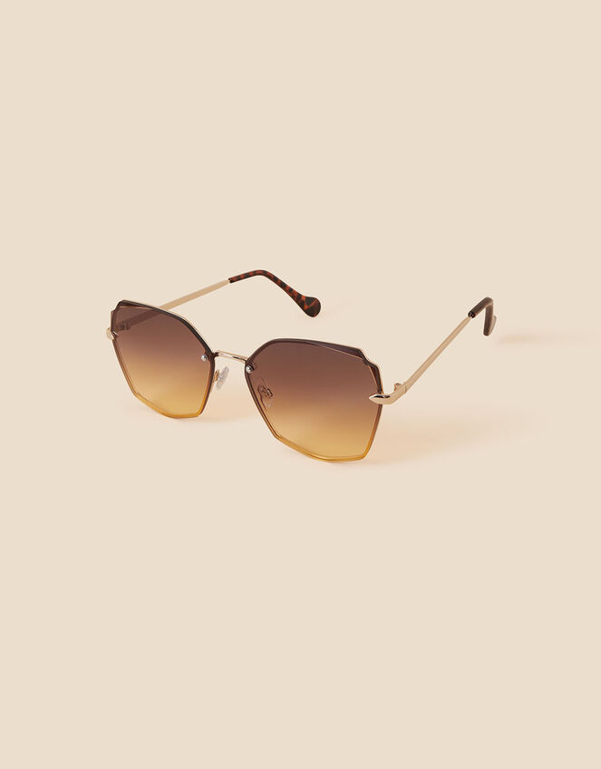 Shaped Rimless Sunglasses, , large