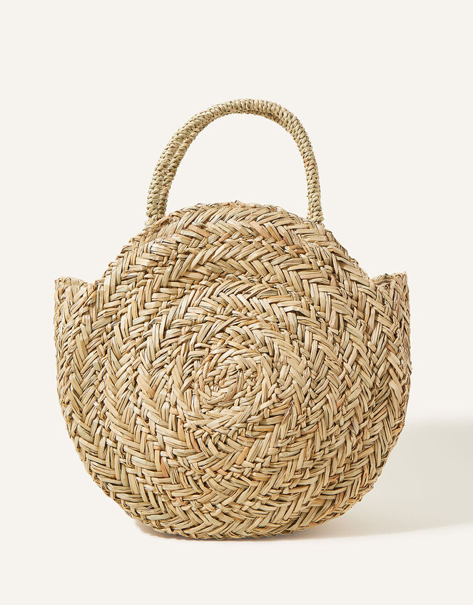 Straw Circle Handheld Basket Bag, , large