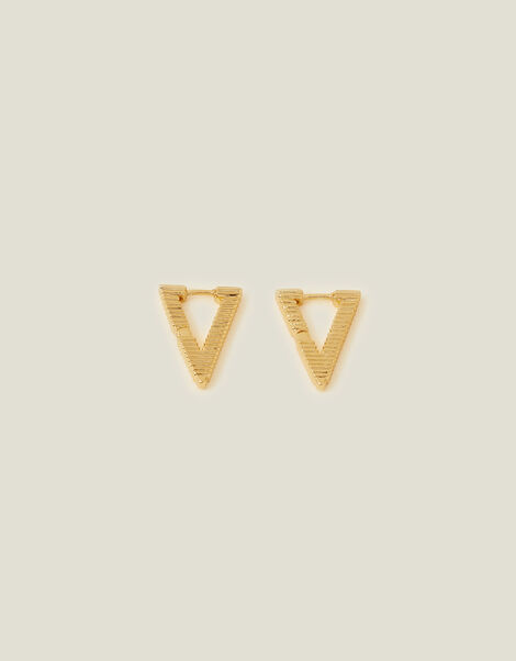 14ct Gold-Plated Triangle Hoop Earrings, , large