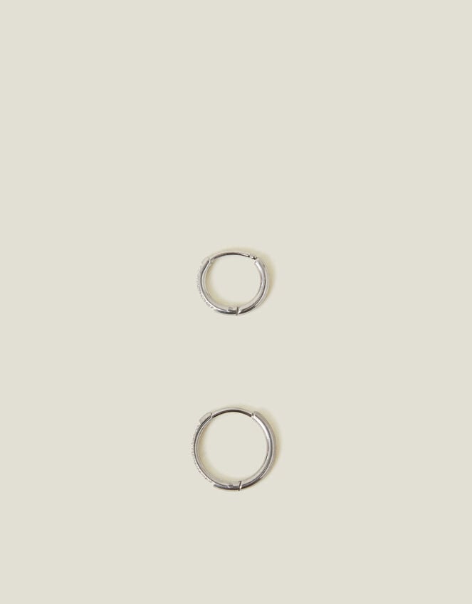 2-Pack Platinum-Plated Surgical Steel Pavé Clicker Hoops, , large