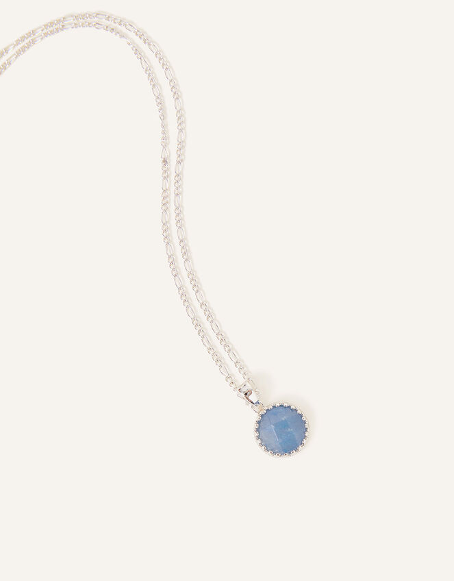 Sterling Silver-Plated Aventurine Pendant Necklace, , large