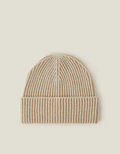 Chunky Rib Beanie Hat, Natural (NATURAL), large