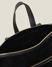 Suede Leather Backpack, Black (BLACK), large