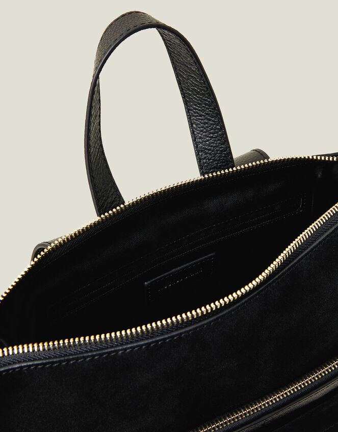 Suede Leather Backpack, Black (BLACK), large