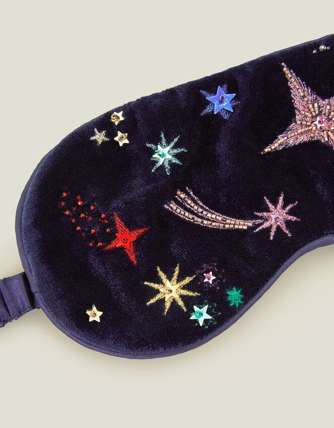 Embellished Star Velvet Eye Mask, , large
