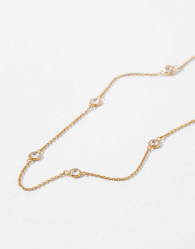 Gold-Plated Sparkle Station Collar Necklace, , large