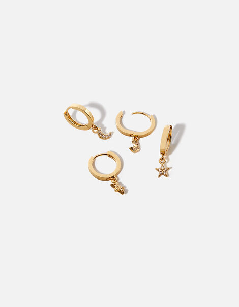 Gold-Plated Celestial Earrings Set of Two, , large