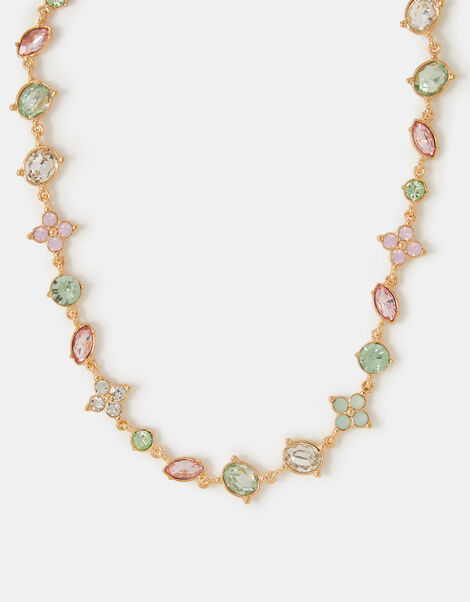 Gemstone Flower Chain Necklace, , large