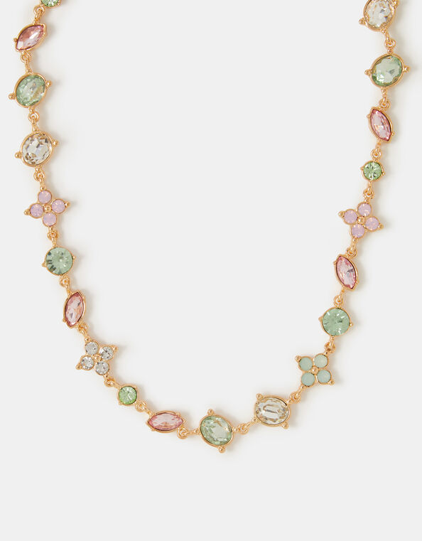 Gemstone Flower Chain Necklace, , large