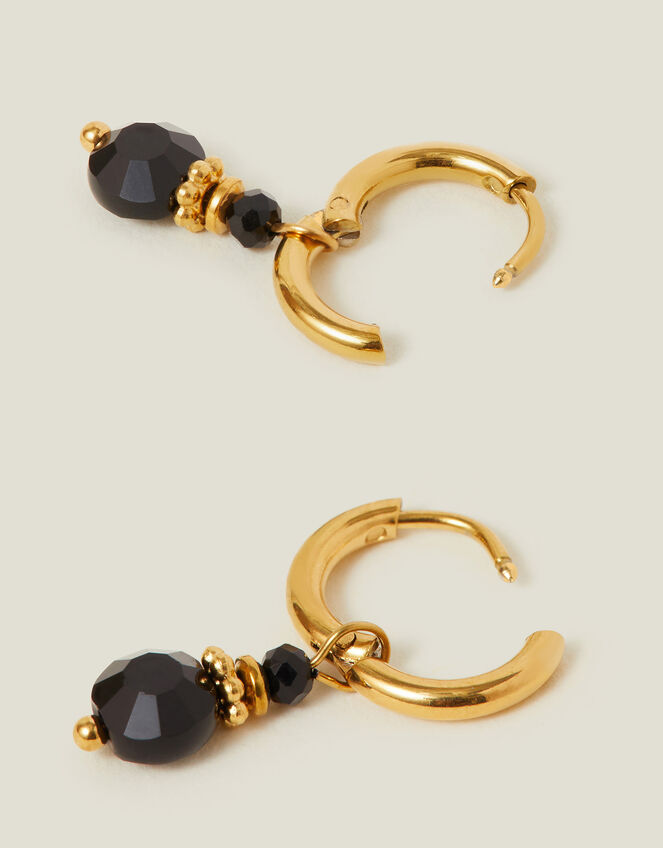 14ct Gold-Plated Bead Drop Huggie Hoop Earrings, , large