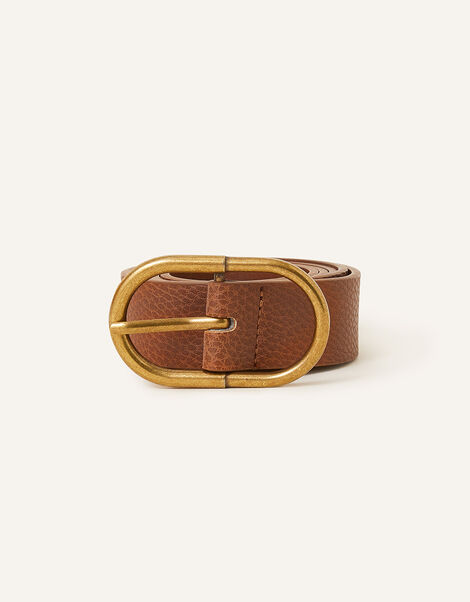 Antique Effect Buckle Belt, Tan (TAN), large