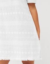 Schiffli Bardot Dress, White (WHITE), large