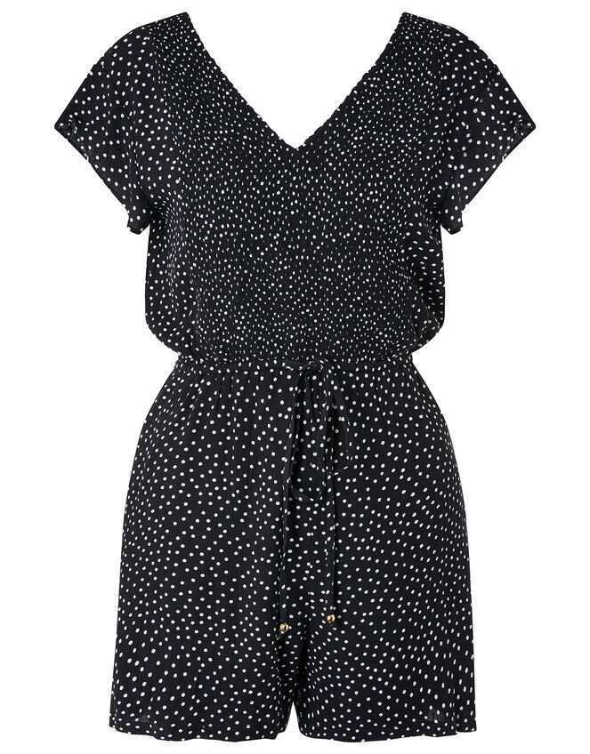 Polka-Dot Playsuit, Black (BLACK), large