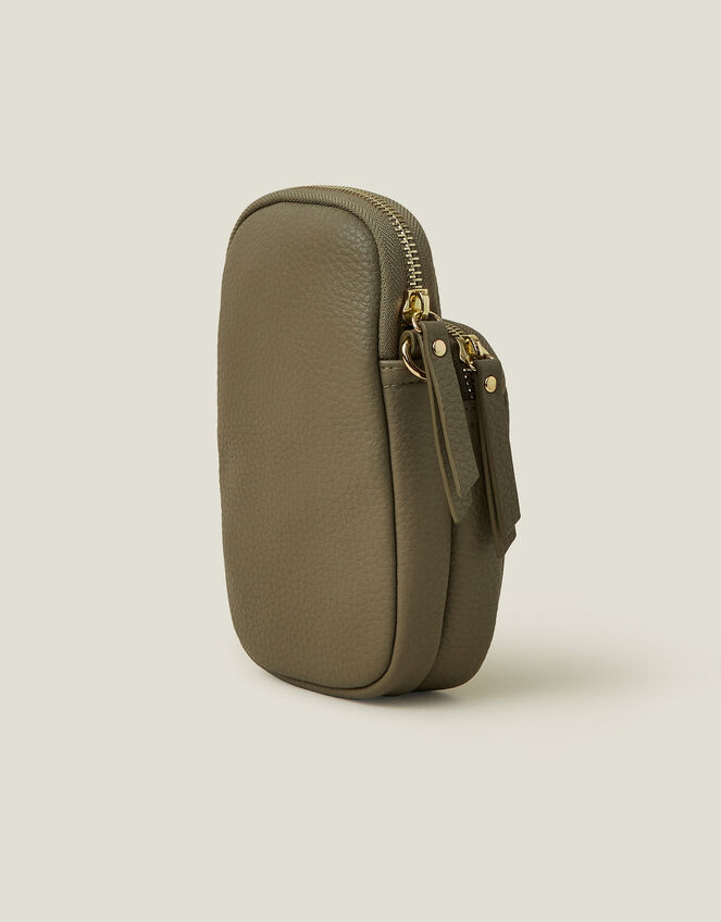 Webbing Strap Phone Bag, Green (KHAKI), large