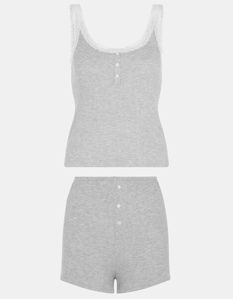 Lace Vest Short Pyjamas Set, Grey (GREY), large