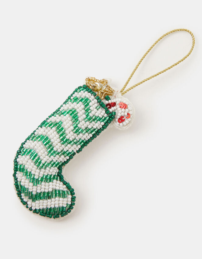 Beaded Stocking Christmas Tree Decoration, , large
