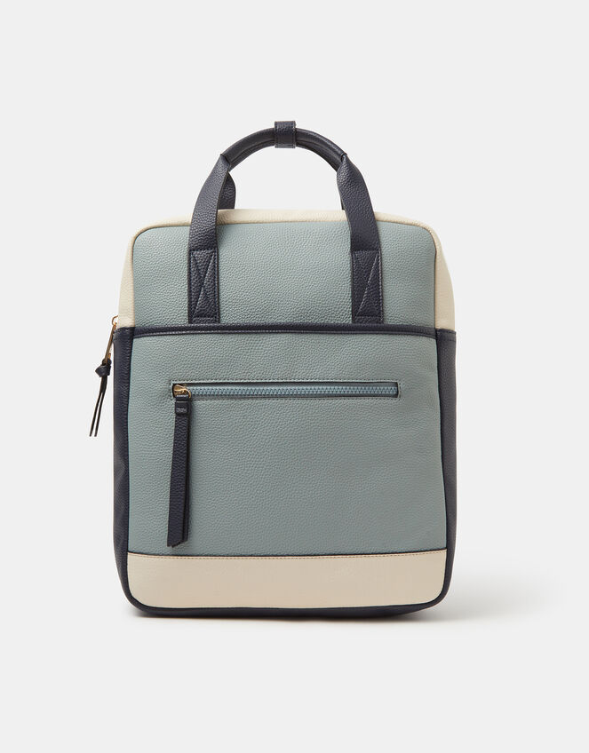 Faux Leather Backpack, Blue (BLUE), large