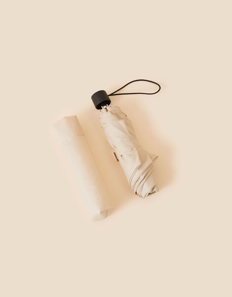 Plain Umbrella in Recycled Polyester, Camel (BEIGE), large