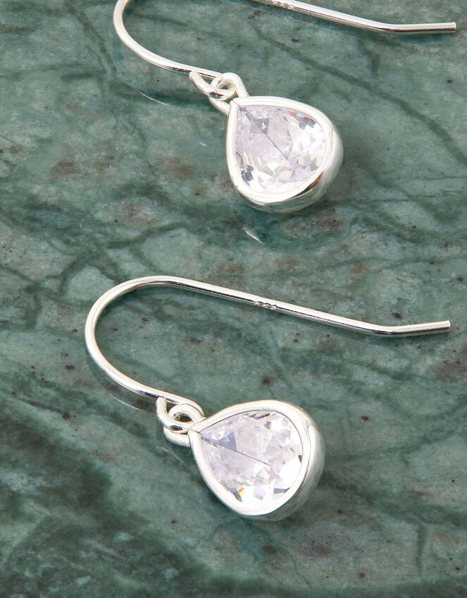 Sterling Silver Crystal Drop Earrings, , large