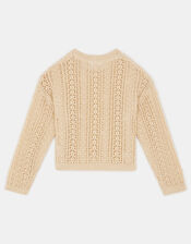 Girls Flower Appliqu&eacute; Jumper, Natural (NATURAL), large