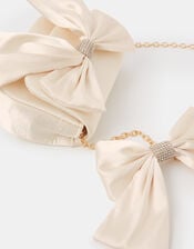 Girls Diamanté Bow Hair Clip & Bag Set, , large