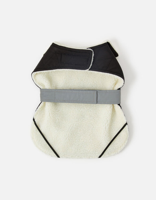 Quilted Dog Jacket with Reflector Strap, Black (BLACK), large