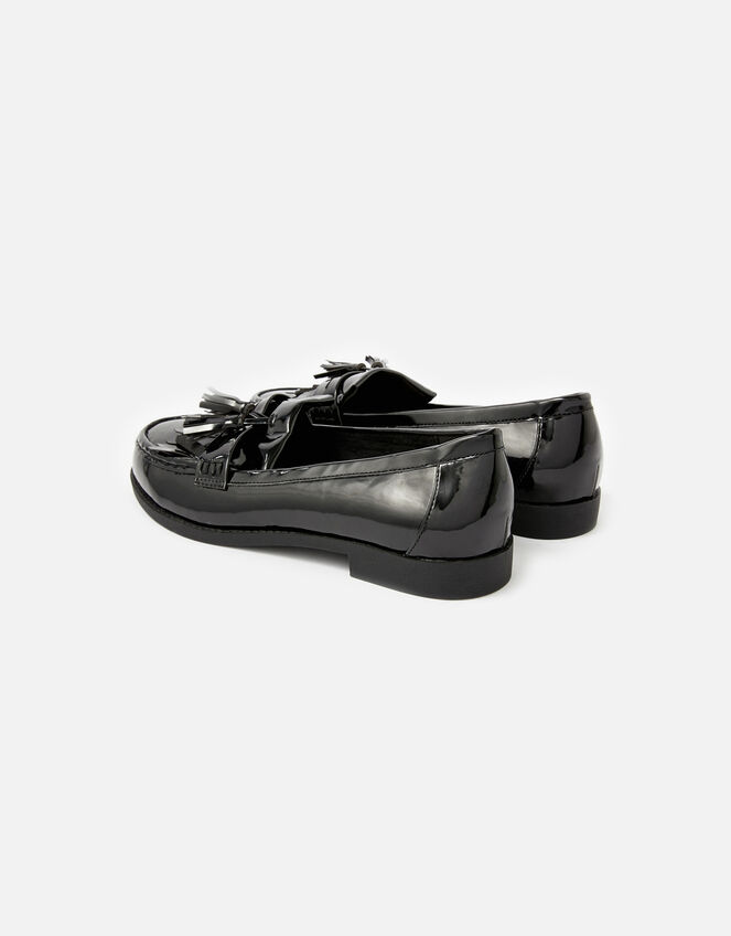 Patent Tassel Trim Loafers, Black (BLACK), large