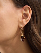 Horn Charm Huggie Hoop Earrings, , large