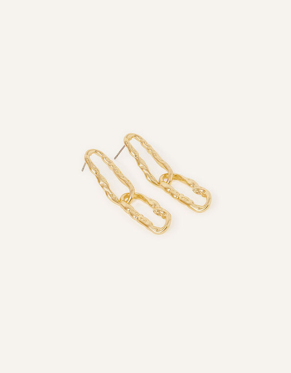 14ct Gold-Plated Molten Chain Drop Earrings, , large