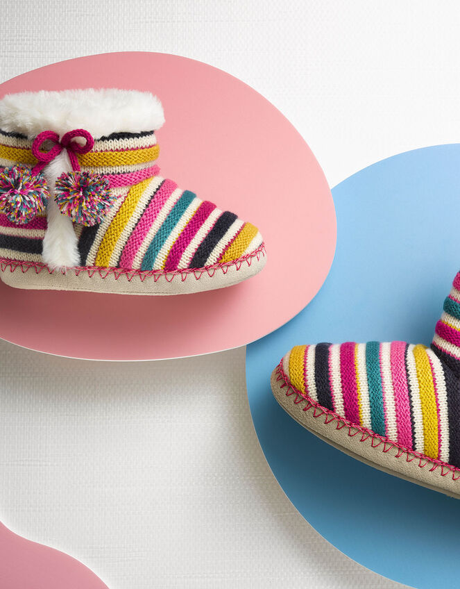 Girls Stripe Slipper Boots, Multi (BRIGHTS-MULTI), large