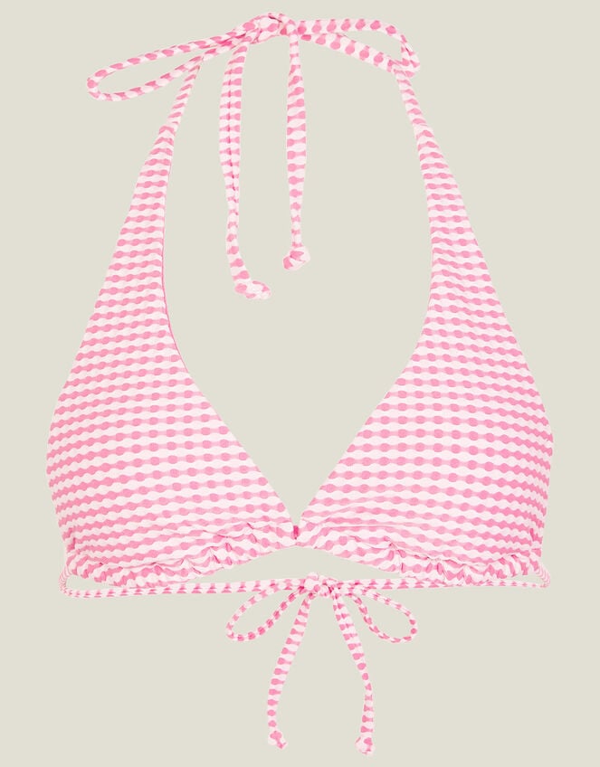 Seersucker Triangle Bikini Top, Pink (PINK), large