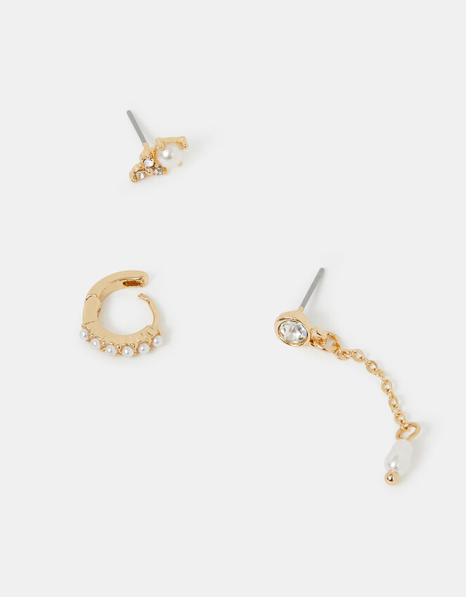 3-Pack Pearl Stone Earrings, , large