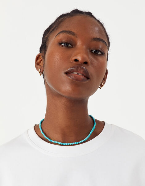 14ct Gold-Plated Healing Stone Turquoise Beaded Necklace, , large